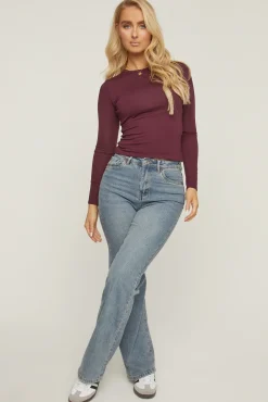 Rebellious Fashion Acid Blue Washed Stretch Straight Leg Jeans - Scarlett