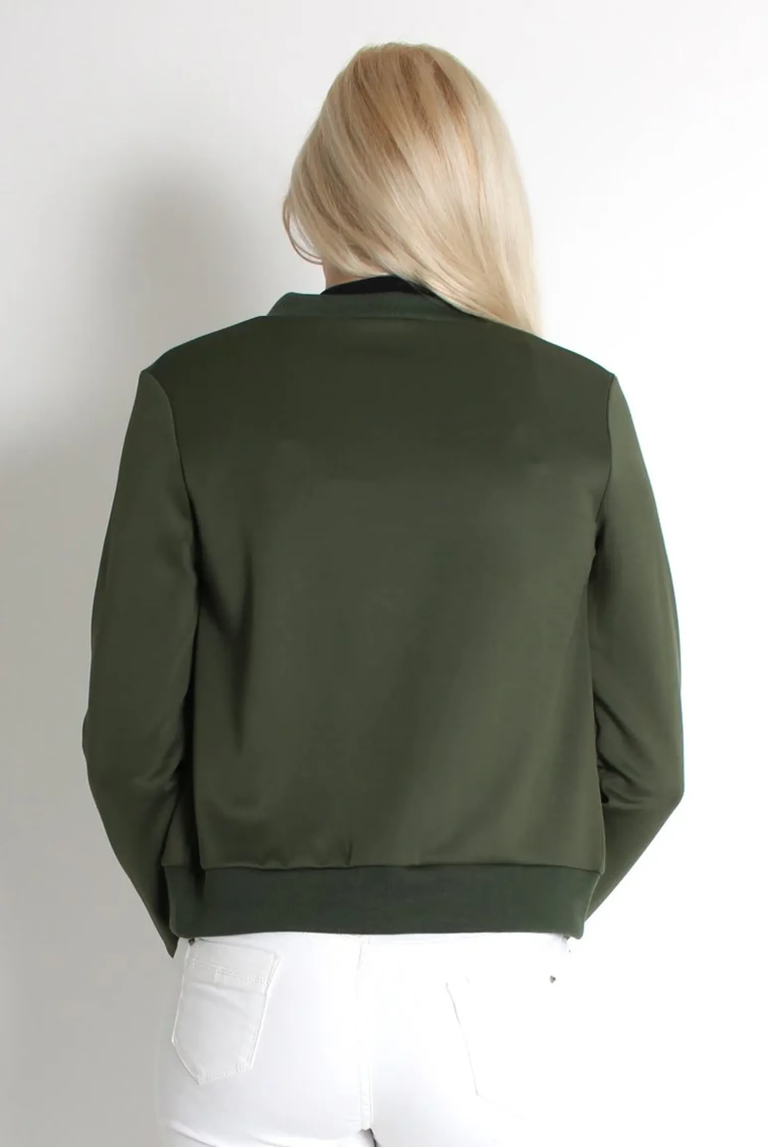 Rebellious Fashion Alexus Khaki Zip Front Bomber Jacket