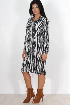 Rebellious Fashion Alva Black & White Shirt Dress