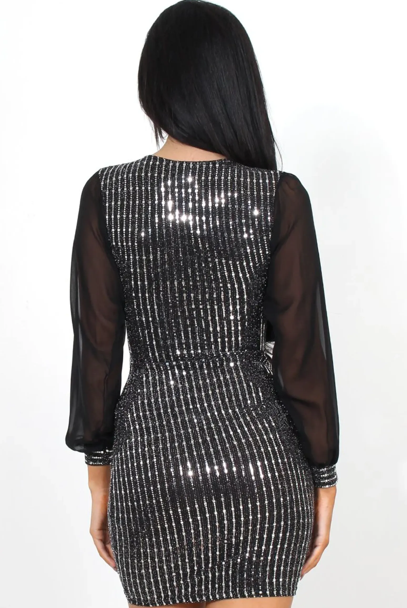 Rebellious Fashion Ashina Black glitter Bodycon Dress