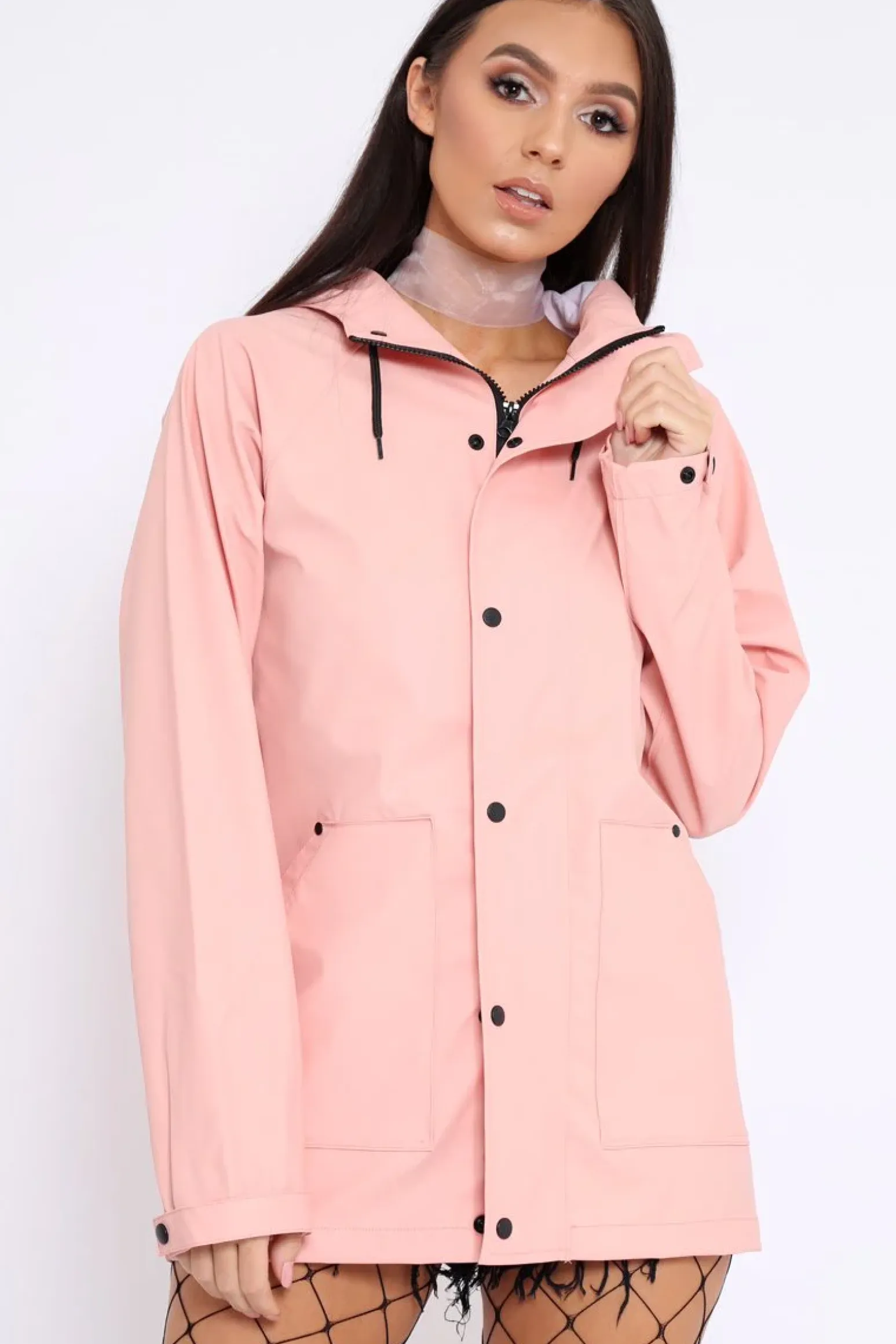 Rebellious Fashion Baby Pink Hooded Rain Jacket - Fox