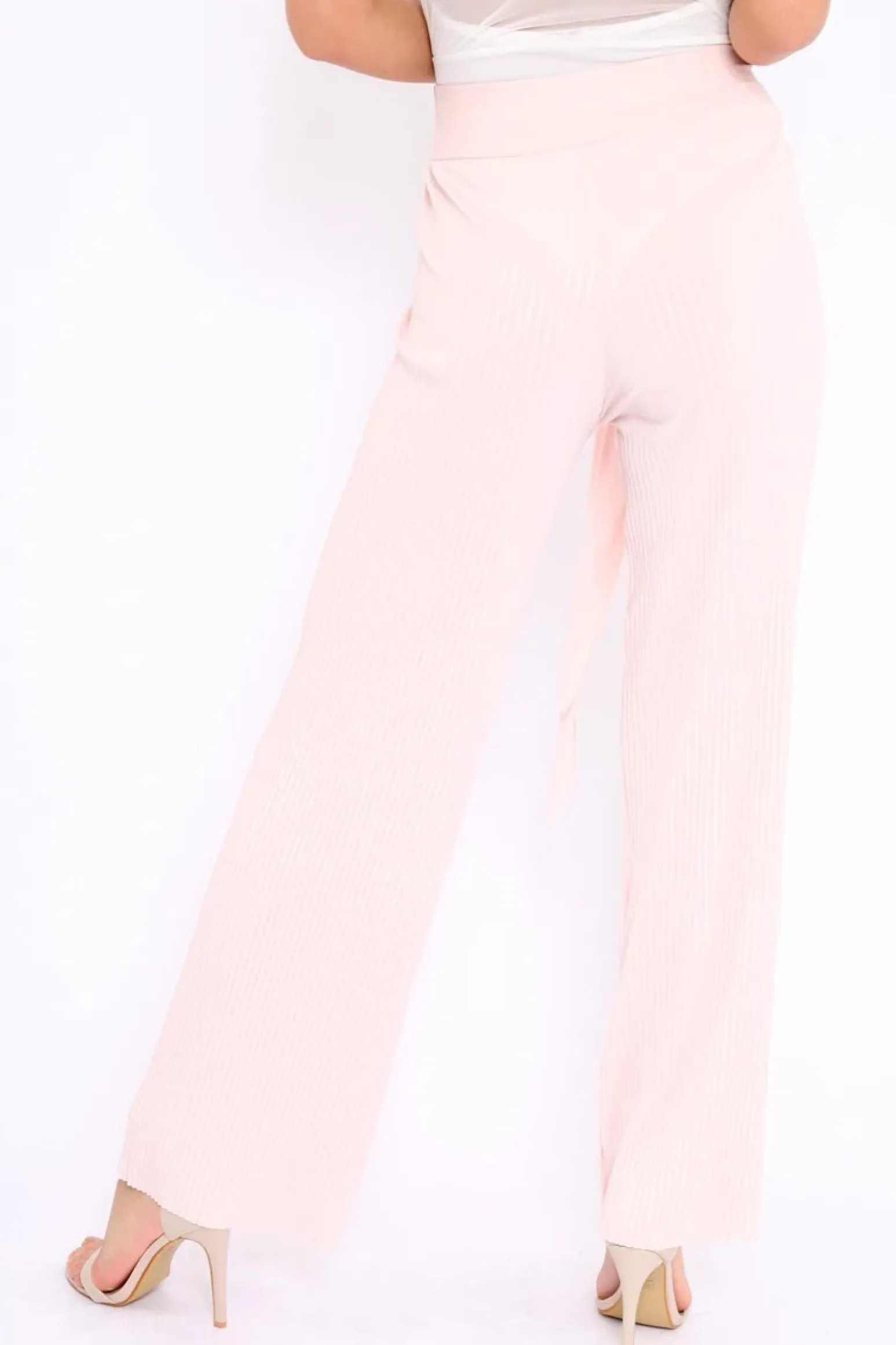 Rebellious Fashion Baby Pink Wide Legged Pleated Trousers - Chantel