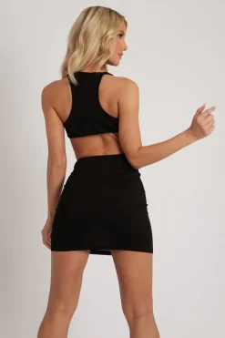 Rebellious Fashion Back Cut Out Jersey Fabric Mini Dress - Beau
