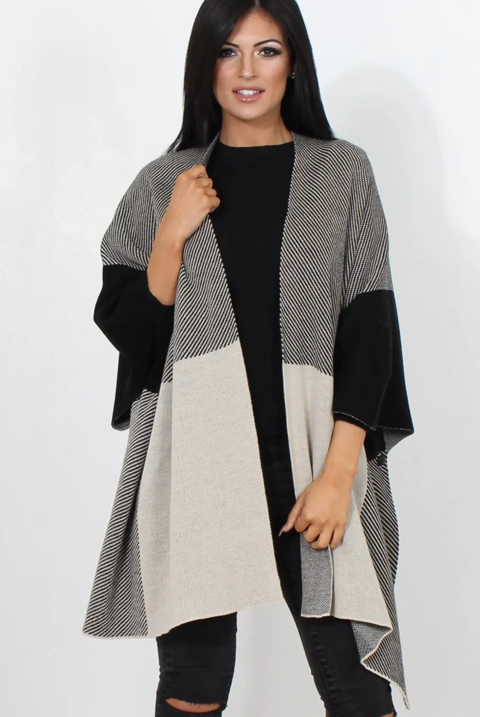 Rebellious Fashion Ballo Monochrome Long Jacket