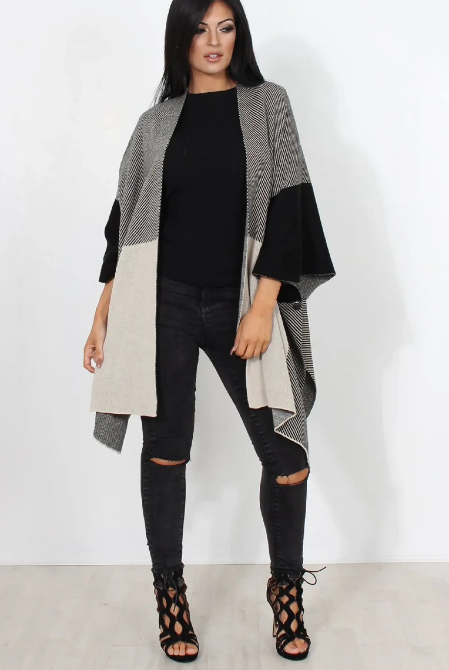 Rebellious Fashion Ballo Monochrome Long Jacket