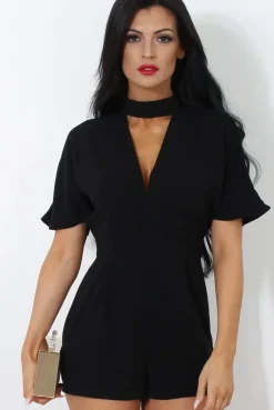 Rebellious Fashion Ballon Black V Front Playsuit