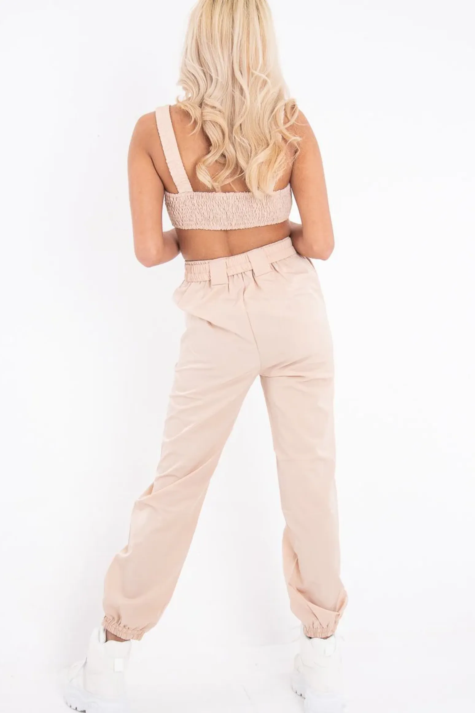 Rebellious Fashion Beige Buckle Cargo Pant Crop Top Co-Ord - Kahri