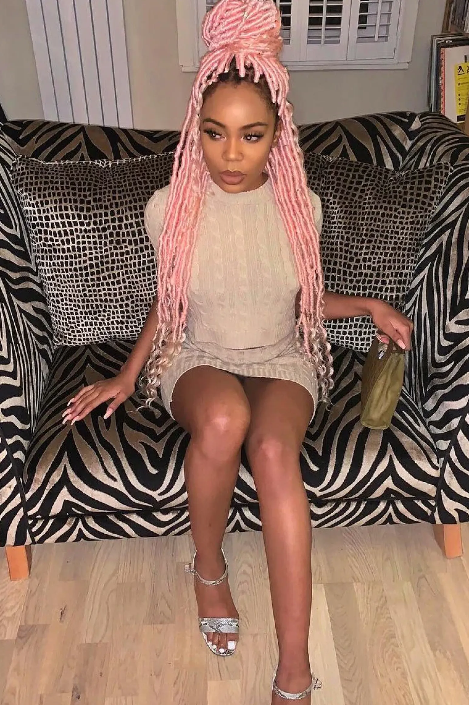 Rebellious Fashion Beige Cable Knit Crop Top And Skirt Co-ord - Galiana