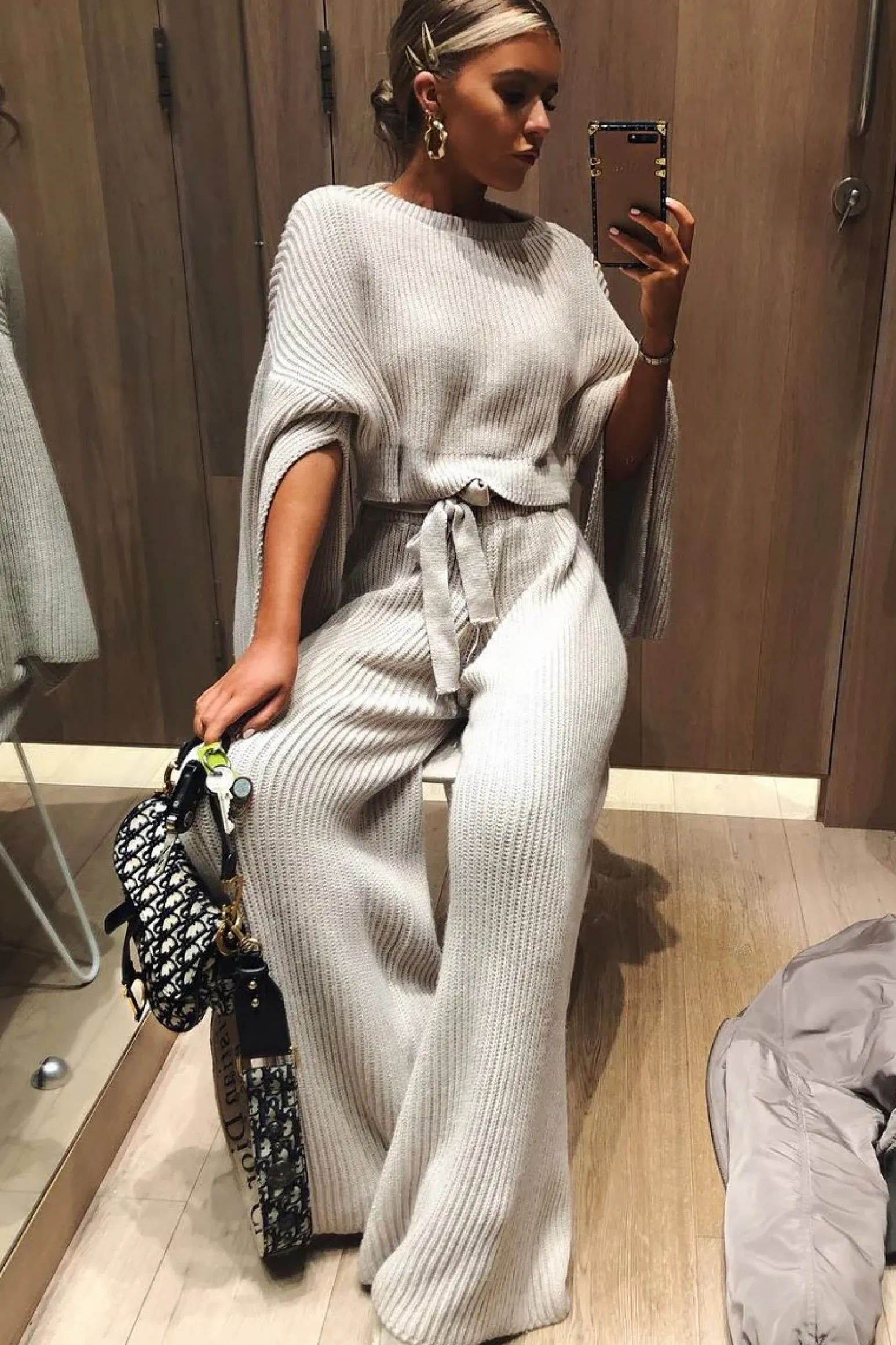 Rebellious Fashion Beige Chunky Knit Loungewear Set - Harper