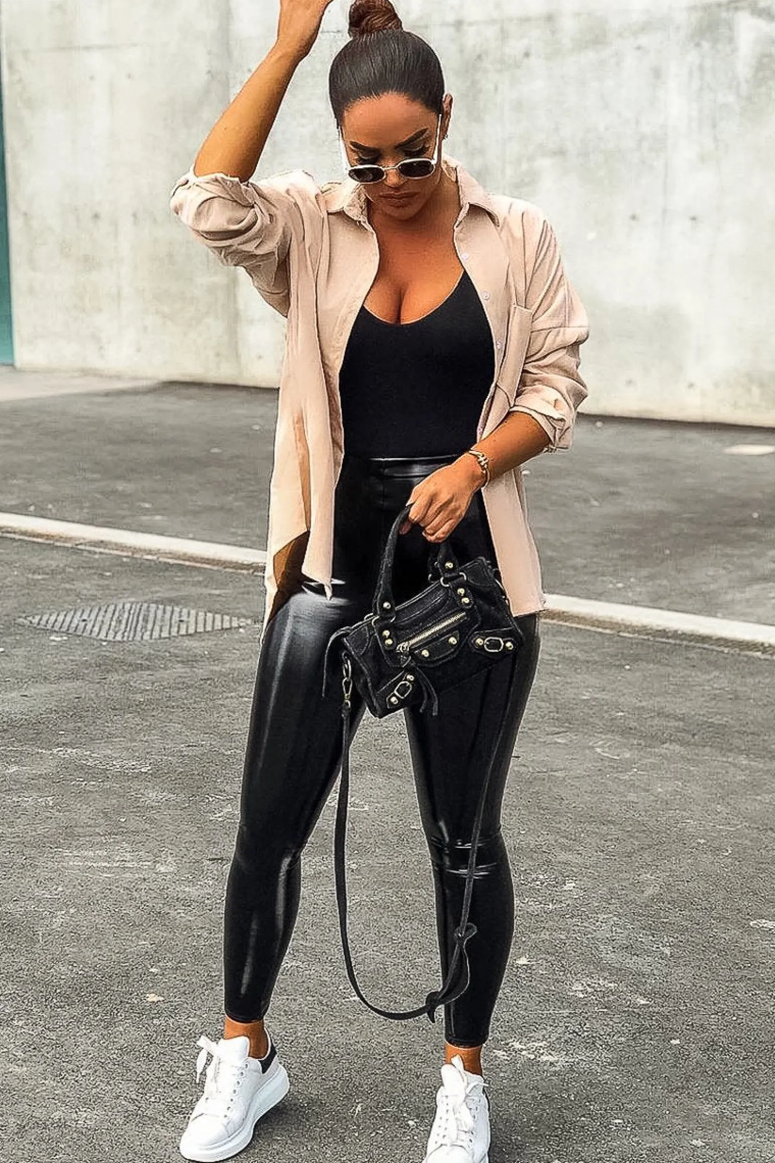 Rebellious Fashion Beige Corduroy Button Front Oversized Shirt - Kyrah