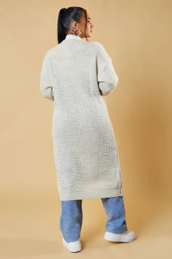 Rebellious Fashion Beige Edge To Edge Longline Cardigan - Doris