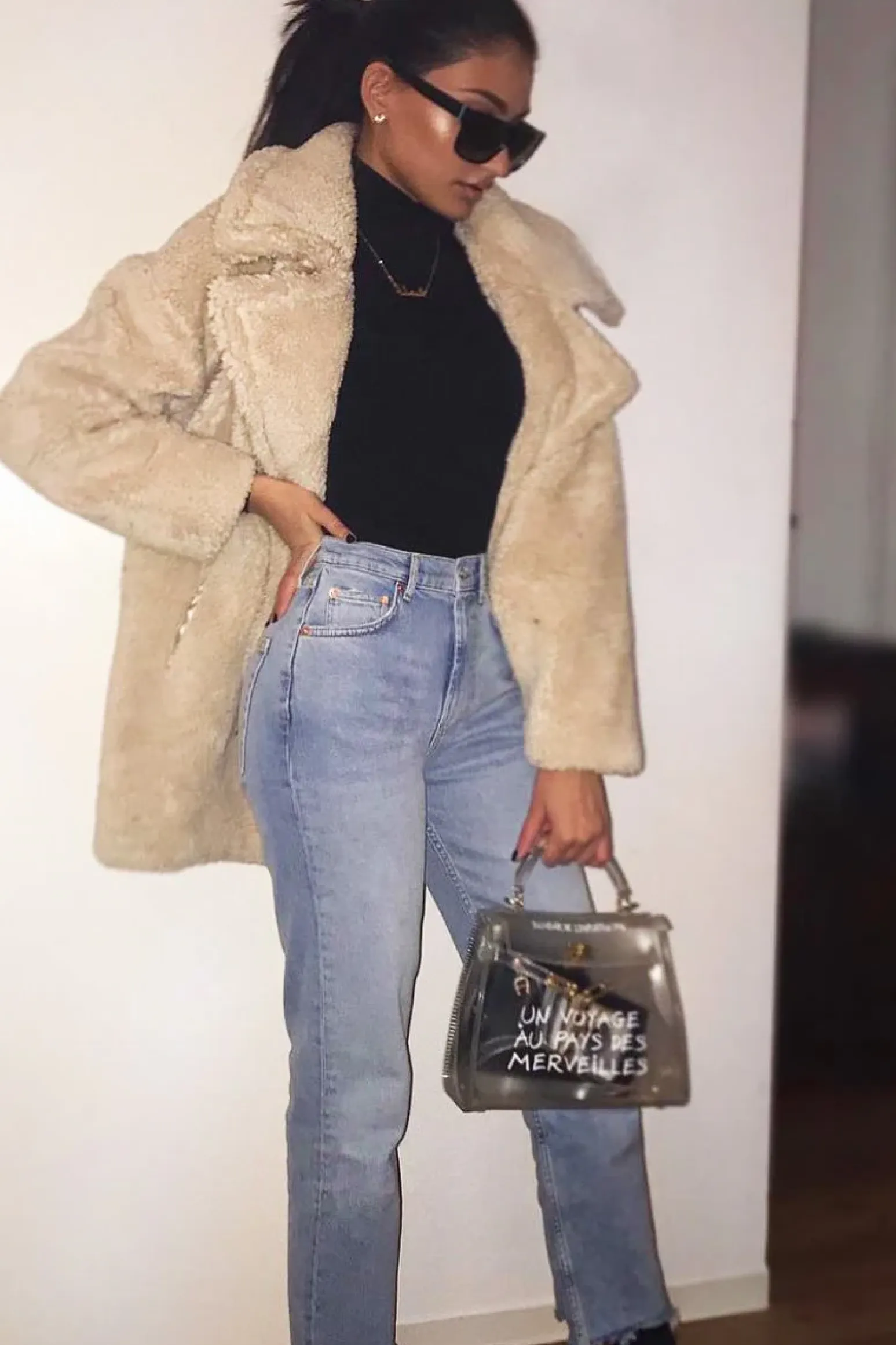 Rebellious Fashion Beige Faux Fur Button Front Teddy Coat - Aamna