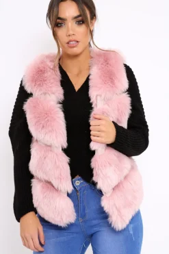 Rebellious Fashion Beige Faux Fur Cropped Gilet - Nadia