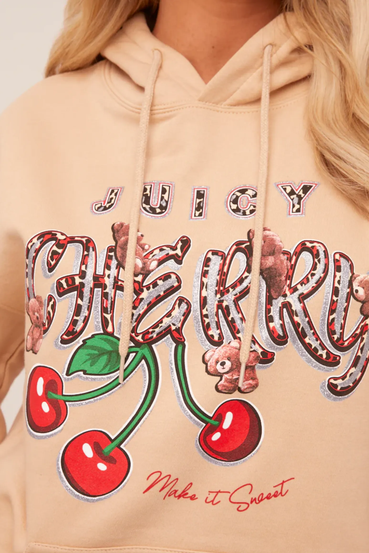 Rebellious Fashion Beige Graphic Oversized Hoodie - Safiya