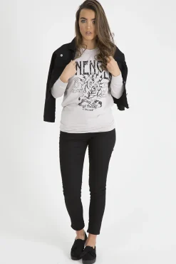 Rebellious Fashion Beige Heavy Metal Cold Shoulder Jumper - Neve