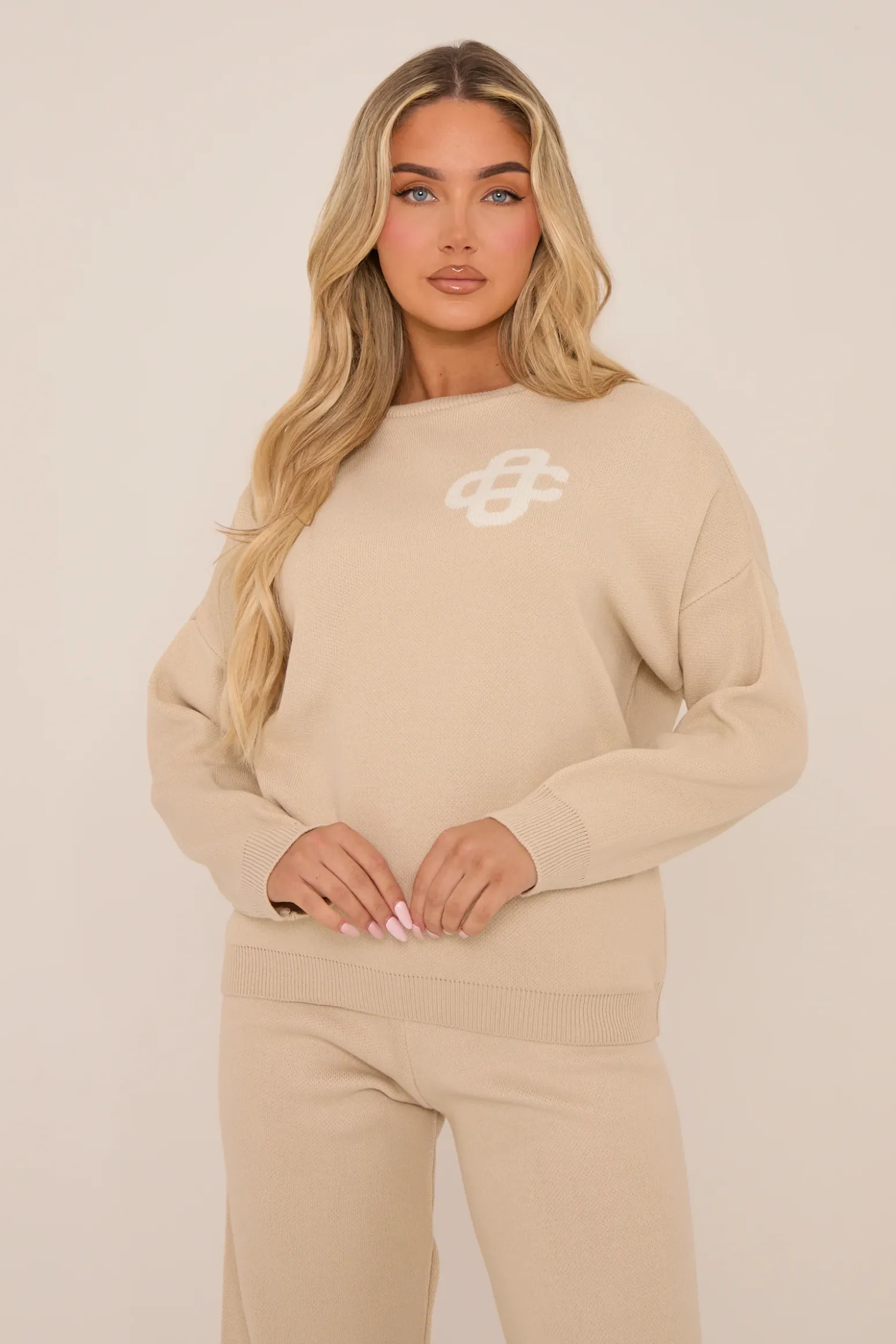 Rebellious Fashion Beige High Waist Wide Leg Joggers - Larisa