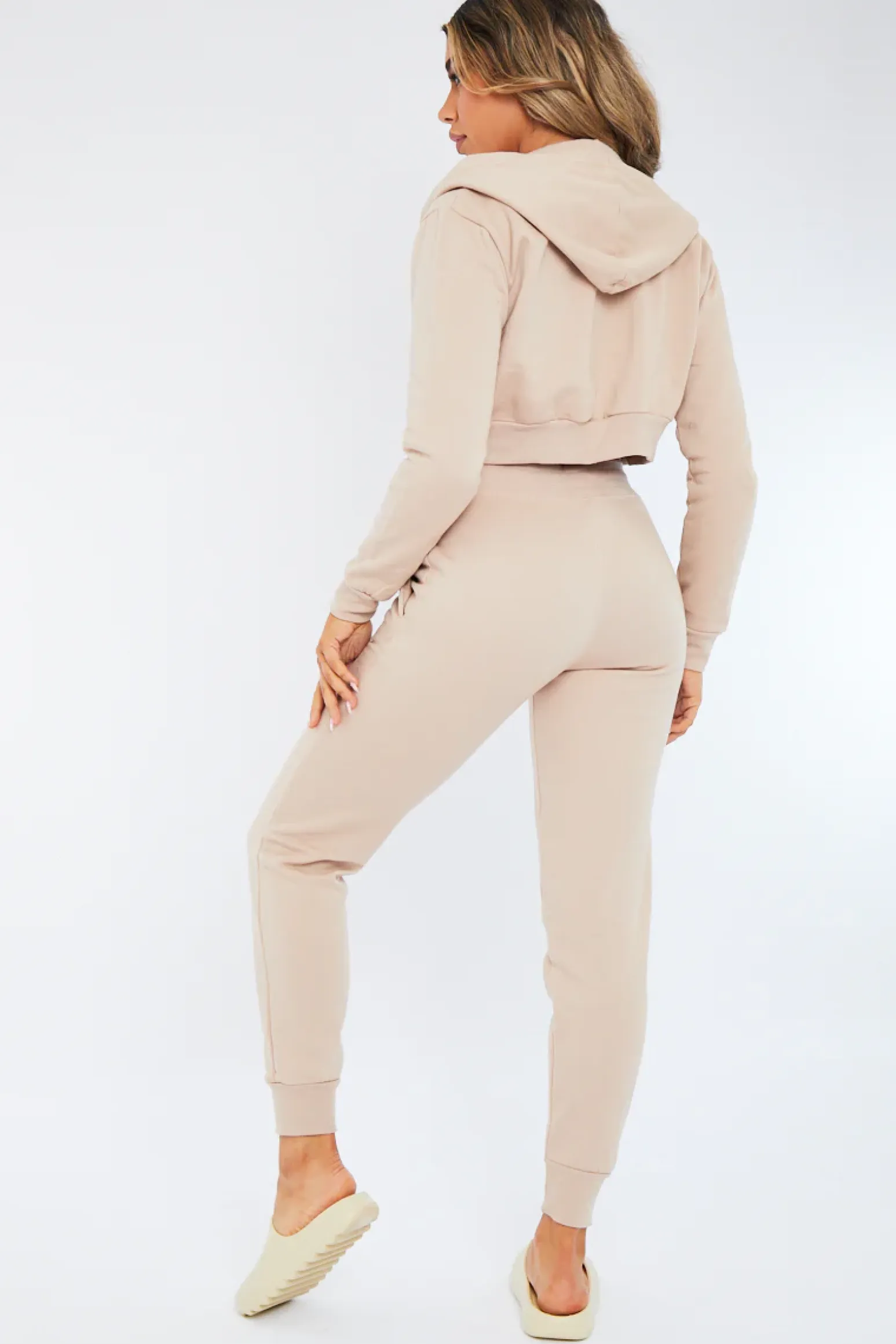 Rebellious Fashion Beige Hoodie and Joggers Loungewear Co-ord Set - Bluebell