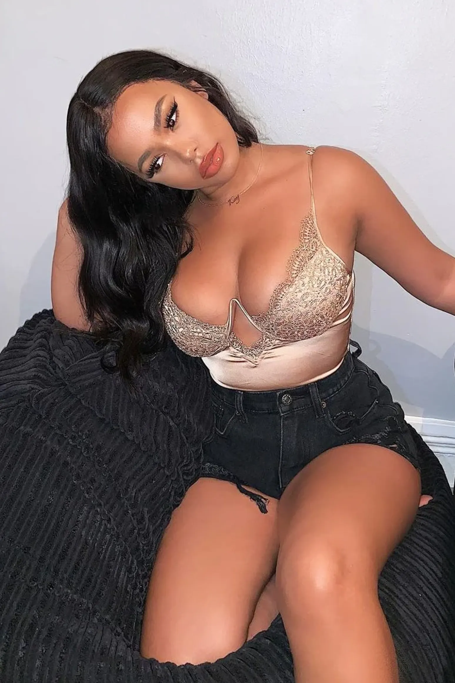 Rebellious Fashion Beige Lace Underwired Cup Detail Bodysuit - Mariah