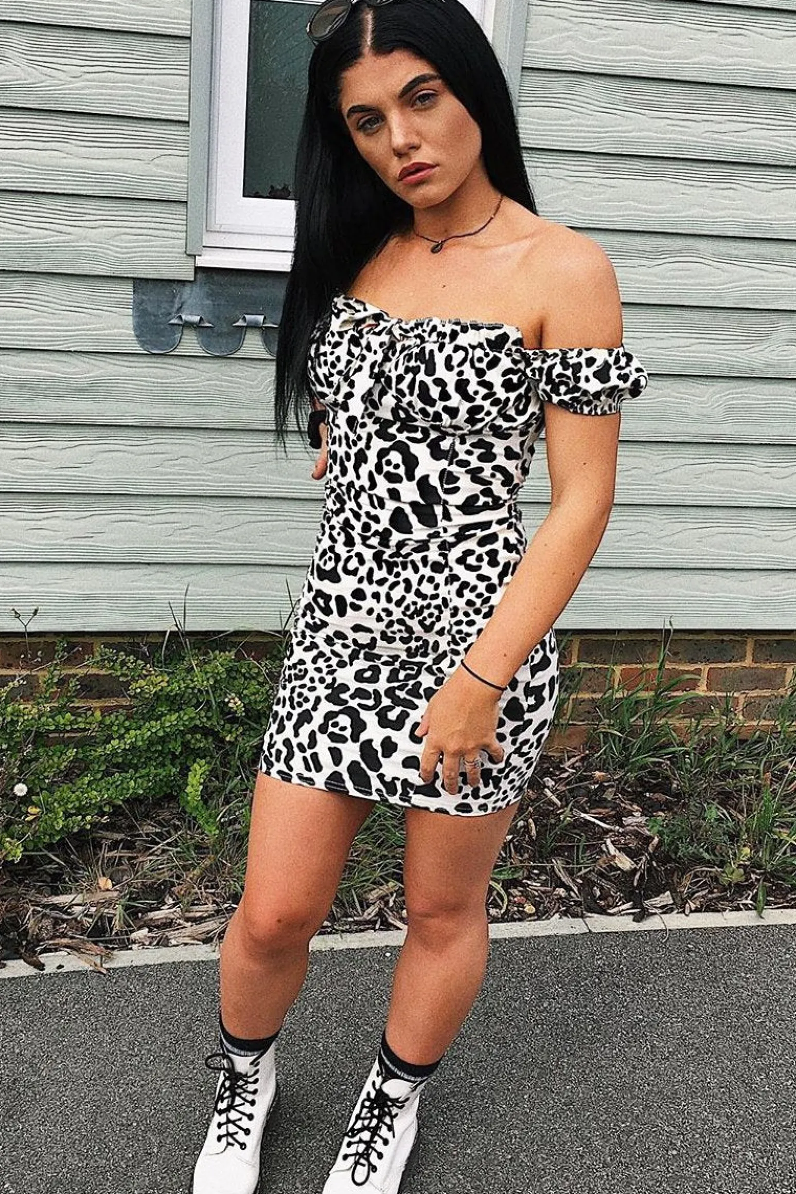 Rebellious Fashion Beige Leopard Print Bow Detail Milkmaid Mini Dress - Galena