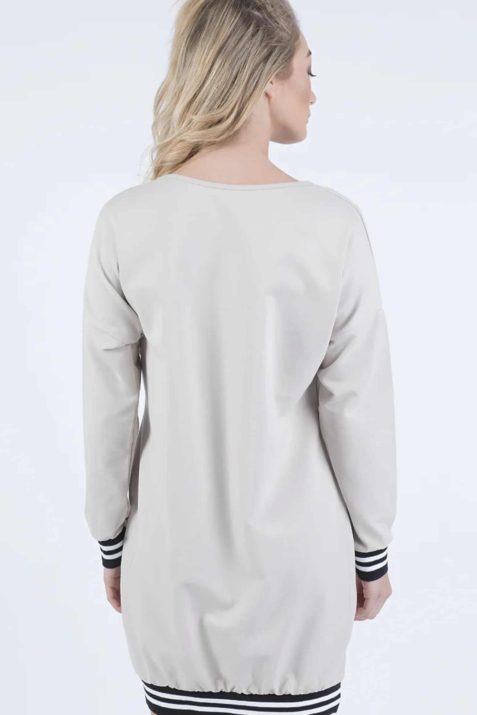 Rebellious Fashion Beige Lies Slogan Jumper Dress - Ellie