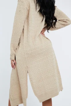 Rebellious Fashion Beige Long Knit Cardigan - Shola