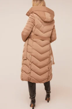Rebellious Fashion Beige Longline Hooded Puffer Jacket - Shauna