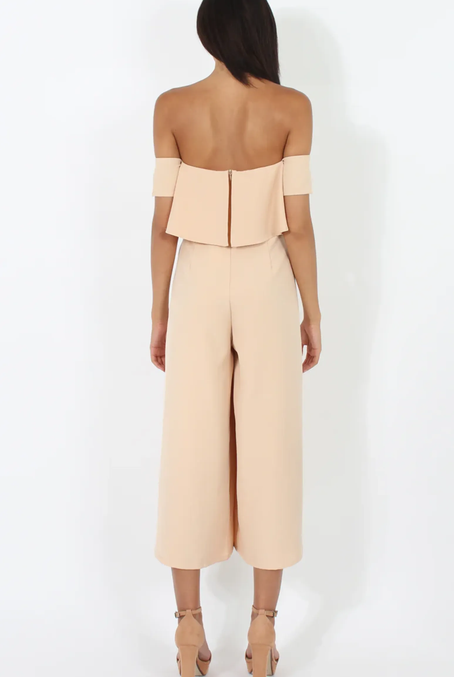 Rebellious Fashion Beige Off The Shoulder Jumpsuit - Kyda