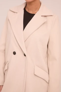 Rebellious Fashion Beige Oversized Double Breasted Longline Coat - Blakely