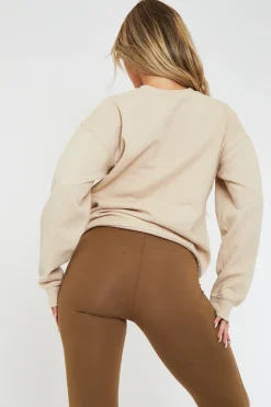Rebellious Fashion Beige Oversized Los Angeles Sweatshirt - Lyde