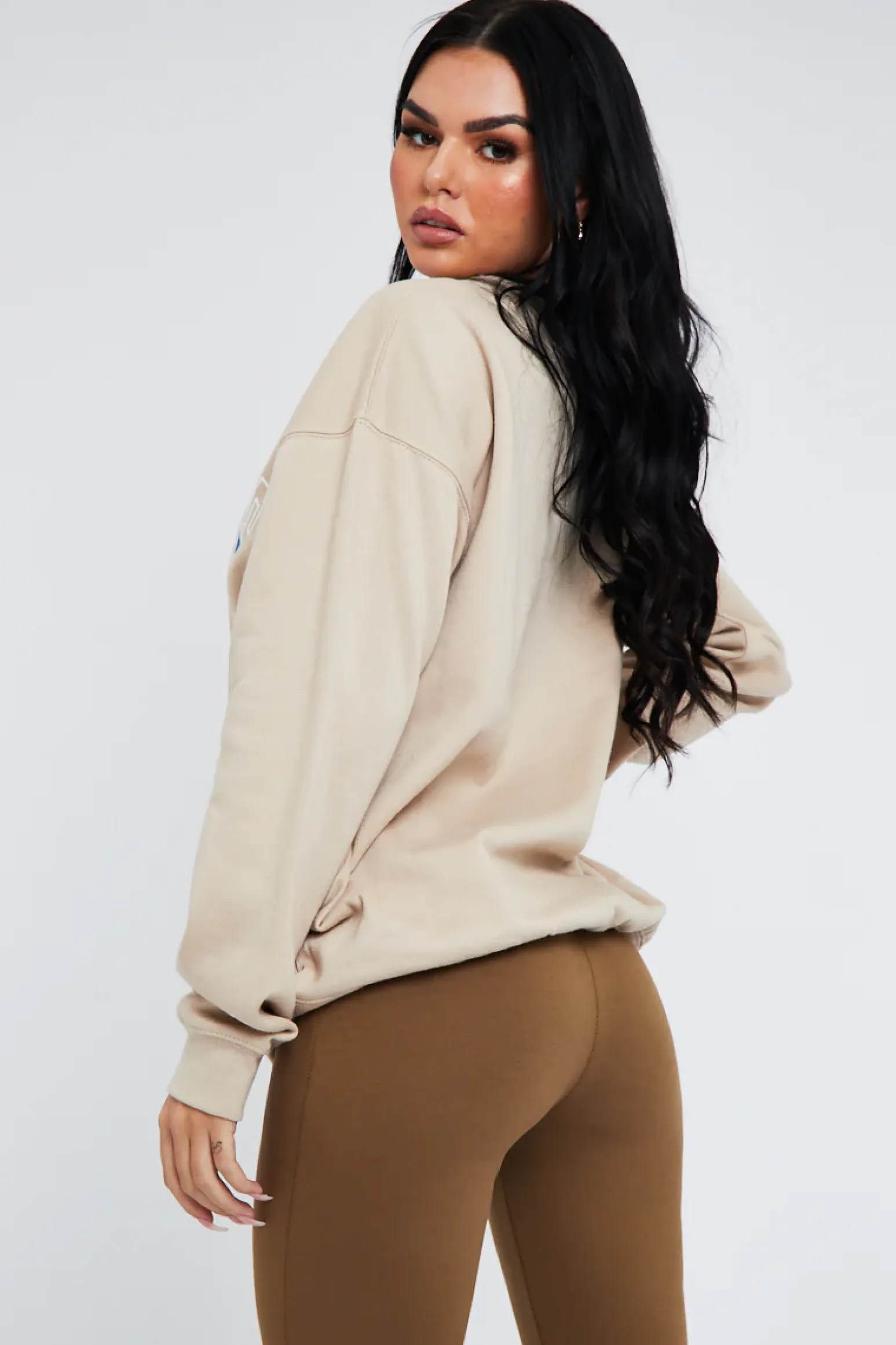 Rebellious Fashion Beige Oversized Palm Springs Sweatshirt - Libbi