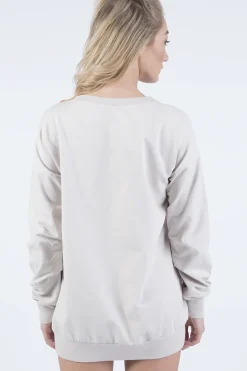 Rebellious Fashion Beige Oversized Ruched Sleeve Jumper Dress - Hayley