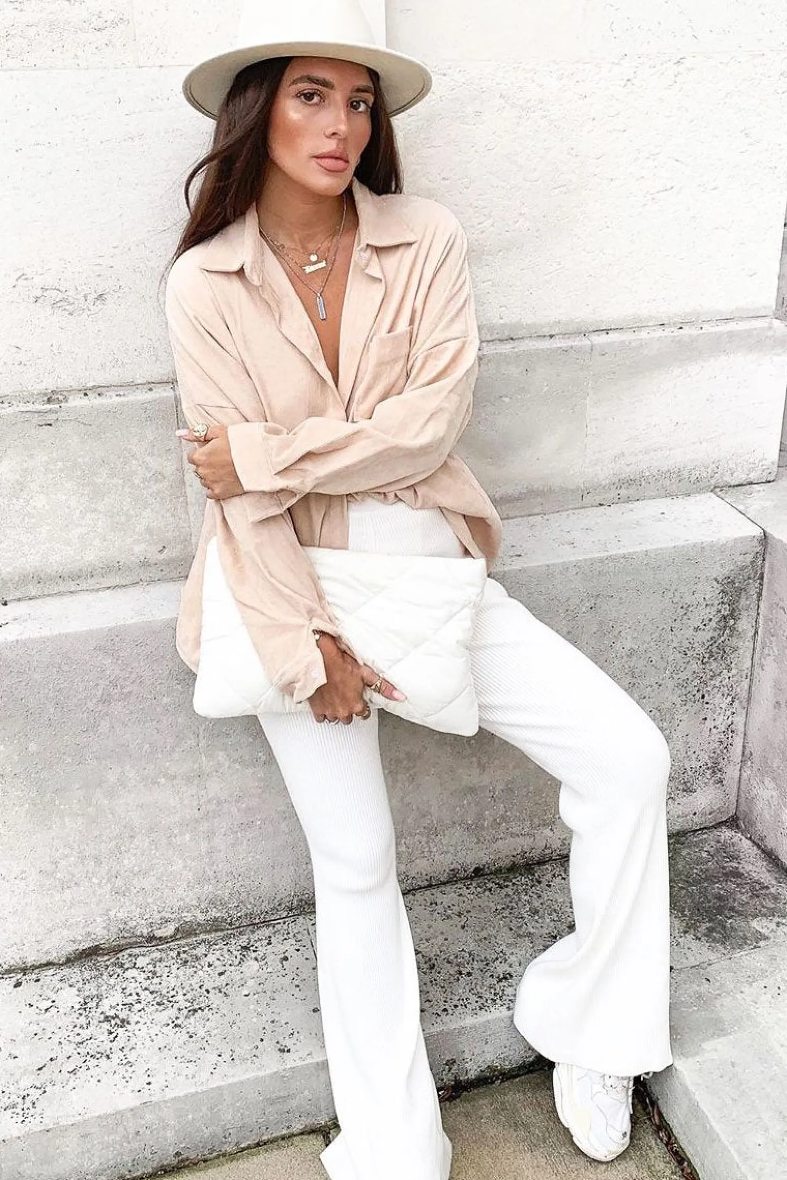 Rebellious Fashion Beige Oversized Utility Pocket Corduroy Shirt - Aaliah