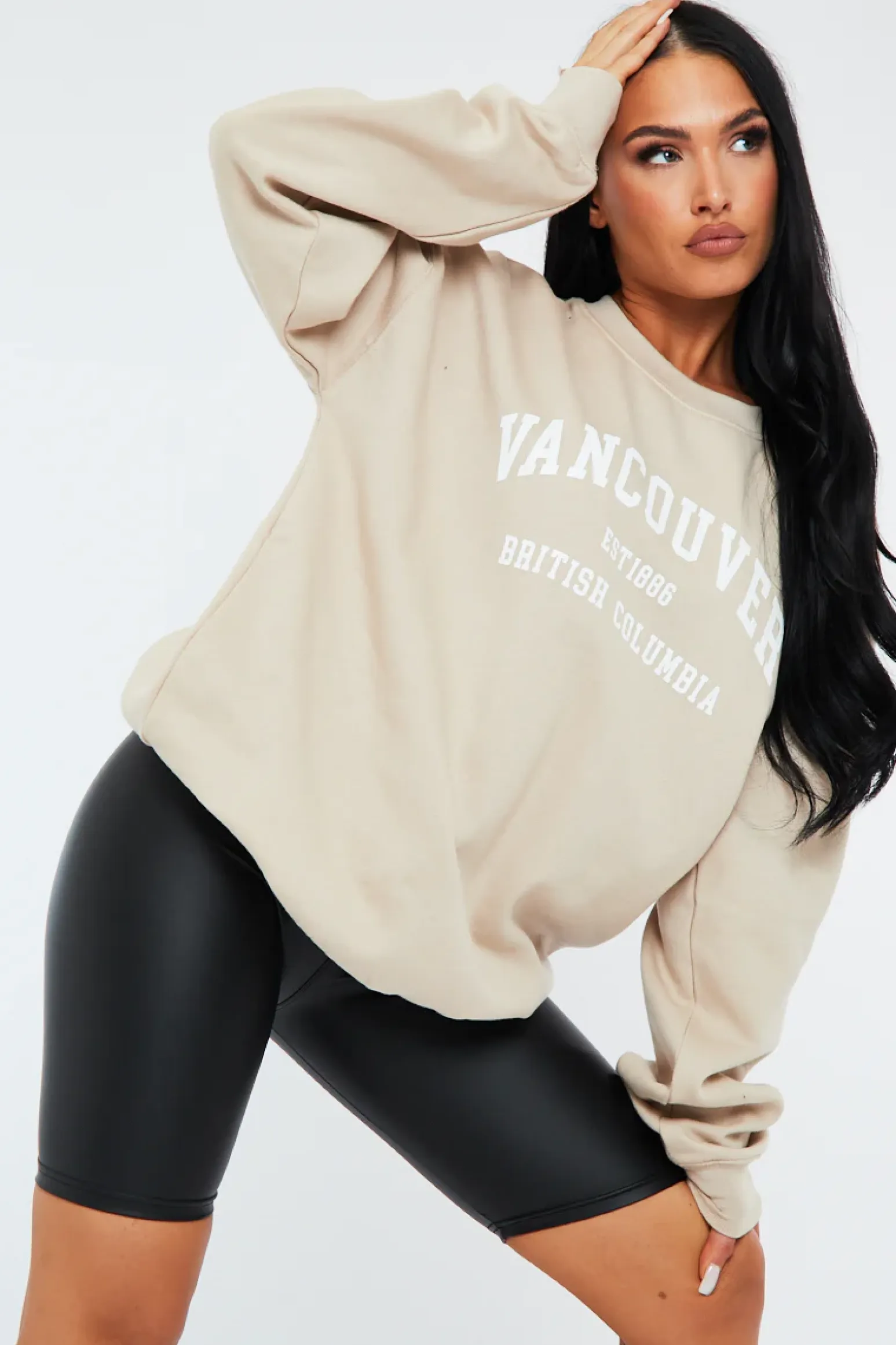 Rebellious Fashion Beige Oversized Vancouver Sweatshirt - Kyran