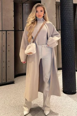 Rebellious Fashion Beige Oversized Wool Look Double Breasted Coat - Aurora