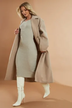 Rebellious Fashion Beige Oversized Wool Look Double Breasted Coat - Aurora
