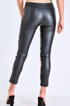 Rebellious Fashion Beige PU Colour Block Trousers - Mammie