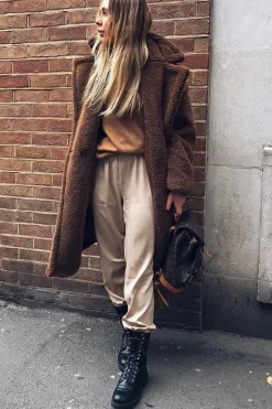 Rebellious Fashion Beige Shiny Woven Cargo Trousers - Atley