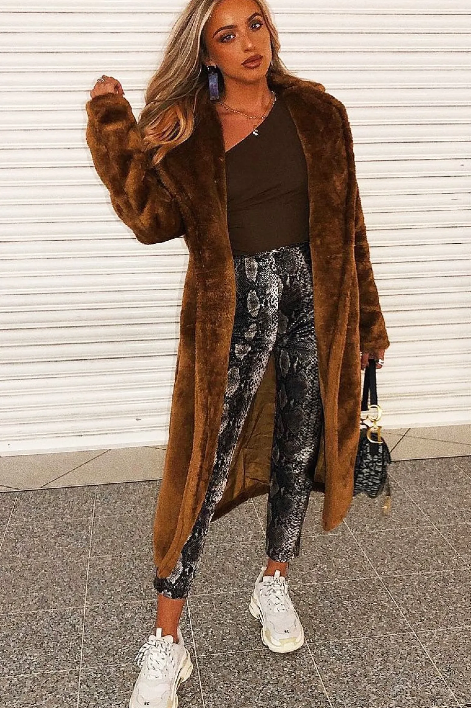 Rebellious Fashion Beige Snake Coated Zip Front Trousers - Destynie