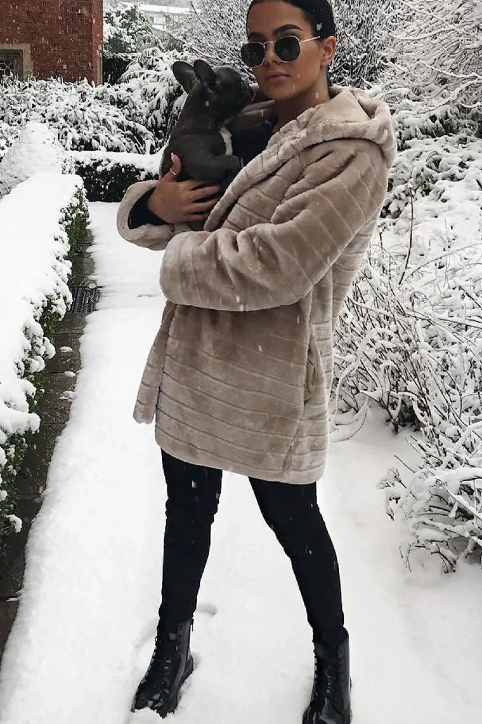 Rebellious Fashion Beige Soft Faux Fur Hooded Coat - Kila