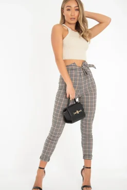 Rebellious Fashion Beige Thick Rib Halter Neck Crop Top - Aariella