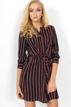 Rebellious Fashion Bernice Black and Red Striped Shirt