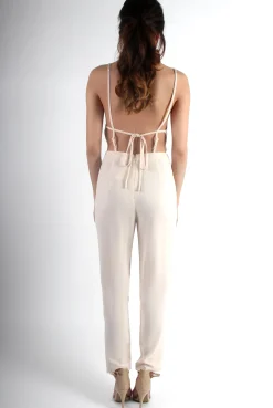 Rebellious Fashion Bethan Apricot Low Tie Back Jumpsuit