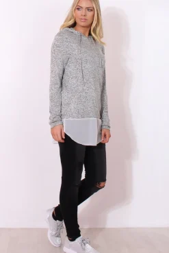 Rebellious Fashion Betty Grey Panel Hoodie