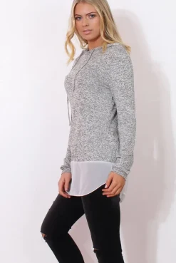 Rebellious Fashion Betty Grey Panel Hoodie