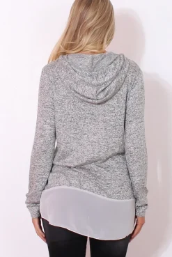 Rebellious Fashion Betty Grey Panel Hoodie