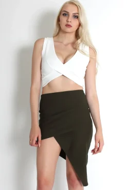 Rebellious Fashion Billy Khaki Asymmetric Skirt