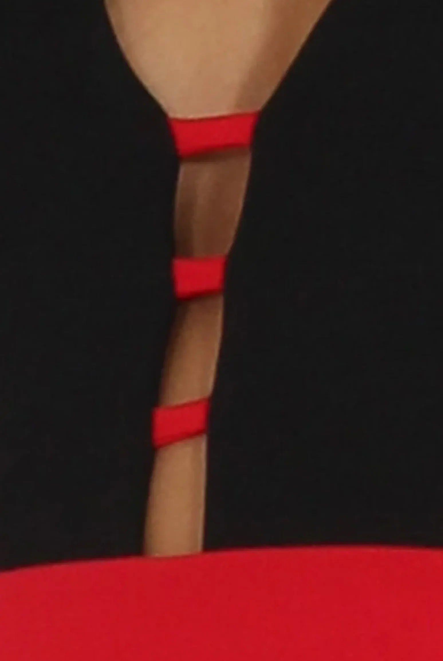 Rebellious Fashion Black & Red Panelled Midi Dress - Unity