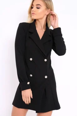 Rebellious Fashion Black Blazer Dress - Maura