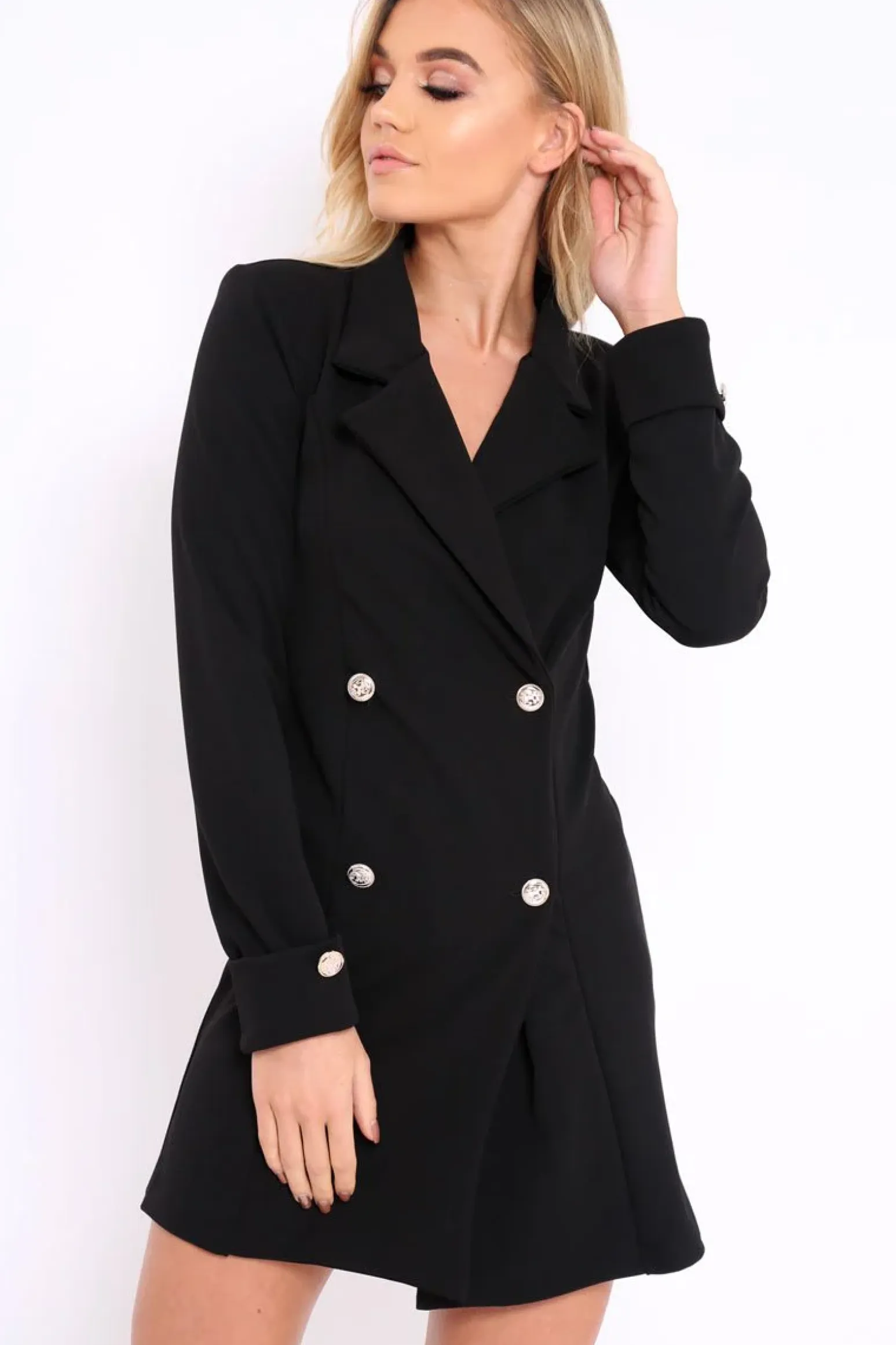 Rebellious Fashion Black Blazer Dress - Maura
