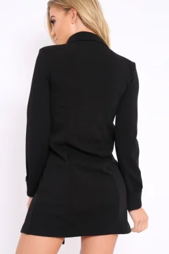 Rebellious Fashion Black Blazer Dress - Maura